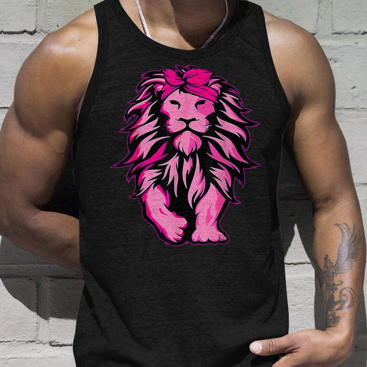 Breast Cancer Awareness Lion Pink Bandana Survivor Warrior Tank Top Gifts for Him