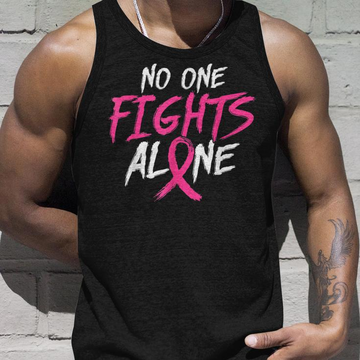 Breast Cancer Awareness No One Fight Alone Month Pink Ribbon Tank Top Gifts for Him