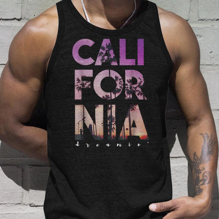 California Dreaming Beach Palm Tree Summer Vacation Surfing Unisex Tank Top Gifts for Him