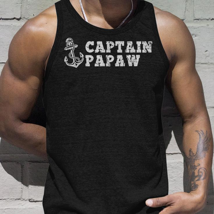 Captain Papaw Sailing Boating Vintage Boat Anchor Funny Unisex Tank Top Gifts for Him