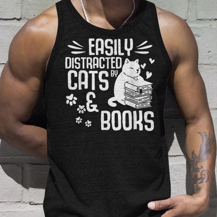 Cat Book Easily Distracted By Cats And Books Girls Boys Tank Top Gifts for Him