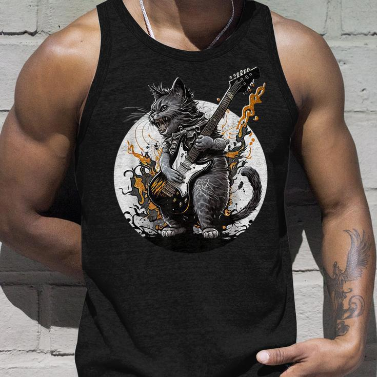 Cat Playing Guitar | Rock Cat | Heavy Metal Cat | Music Cat Unisex Tank Top Gifts for Him