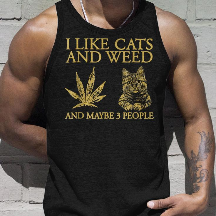 I Like Cats And Weed And Maybe 3 People Tank Top Gifts for Him