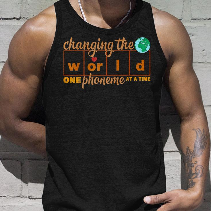 Changing World One Phoneme At A Time Science Of Reading Unisex Tank Top Gifts for Him