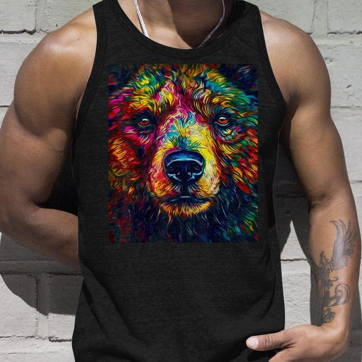 Colorful Grizzly Bear Closeup Unisex Tank Top Gifts for Him