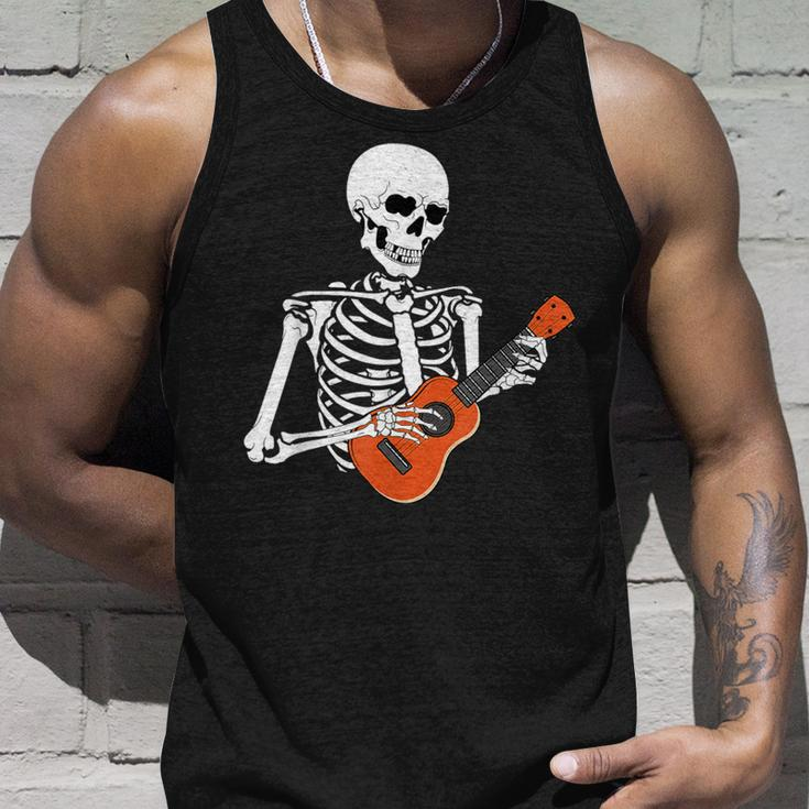 Cool Ukulele Skeleton Playing Guitar Instrument Halloween Tank Top Gifts for Him