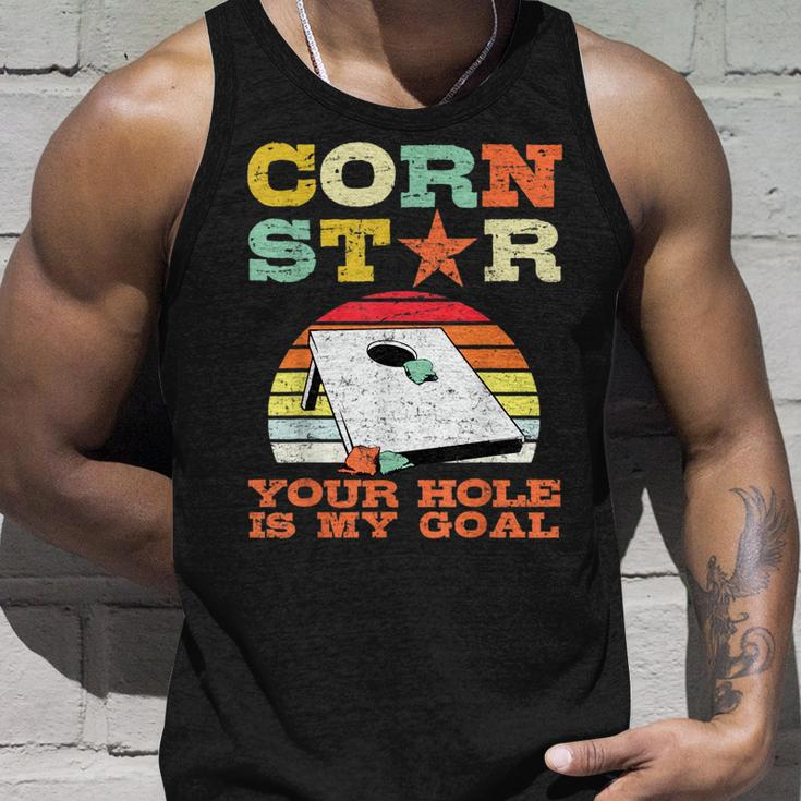 Corn Star Your Hole Is My Goal Vintage Cornhole Player Tank Top Gifts for Him