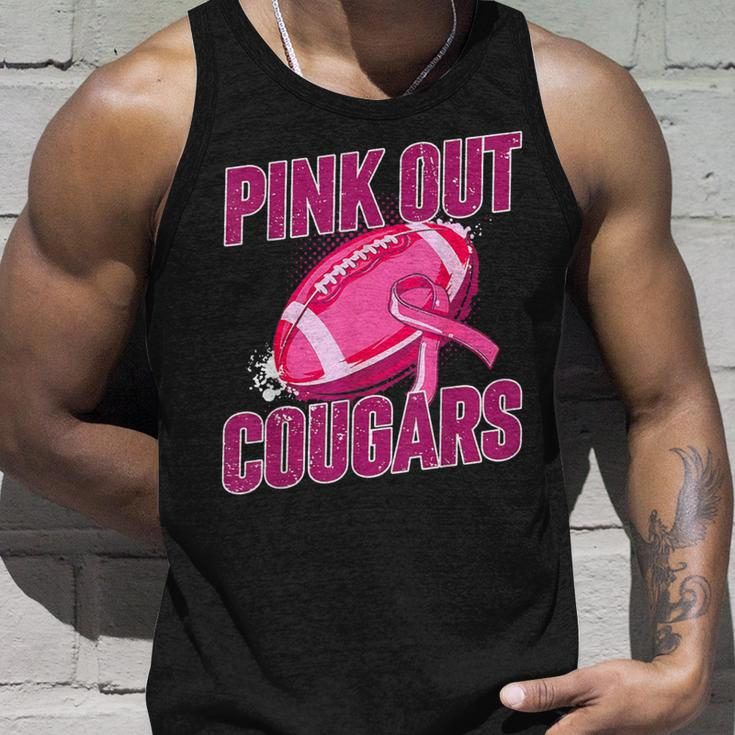 Cougars Pink Out Football Tackle Breast Cancer Tank Top Gifts for Him