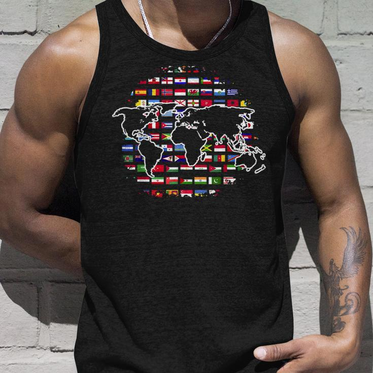 Country Flags World Map Traveling International World Flags Unisex Tank Top Gifts for Him