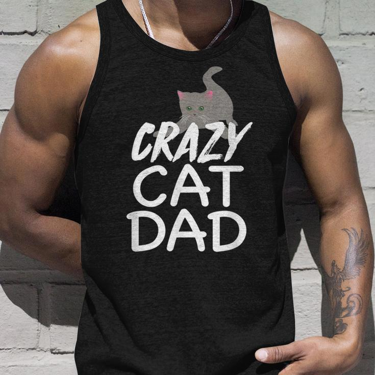 Crazy Cat Dad | Funny Fathers Day | Kitten Dads Unisex Tank Top Gifts for Him