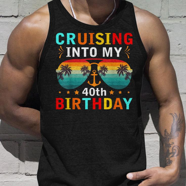 Cruising Into My 40Th Birthday 40 Year Old Cruise Birthday Tank Top Gifts for Him