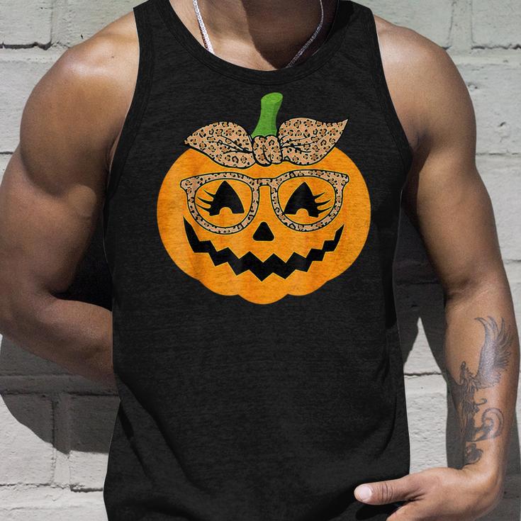 Cute Pumpkin Leopard Glasses And Bandana Halloween Costume Tank Top Gifts for Him