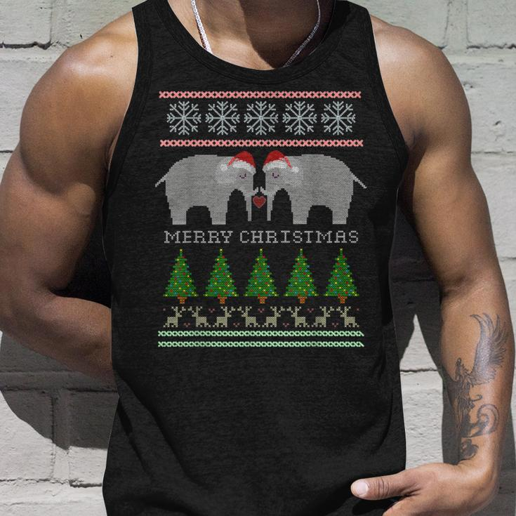 Cute White Elephants Xmas Ugly Christmas Sweater Tank Top Gifts for Him