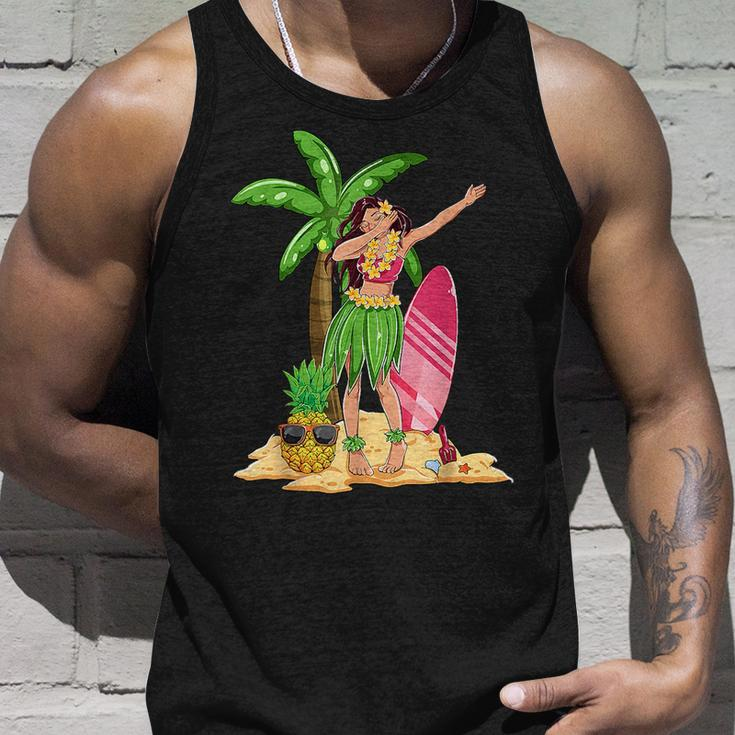 Dabbing Hawaiian Girl Summer Vacation Hawaii Pineapple Palm Tank Top Gifts for Him