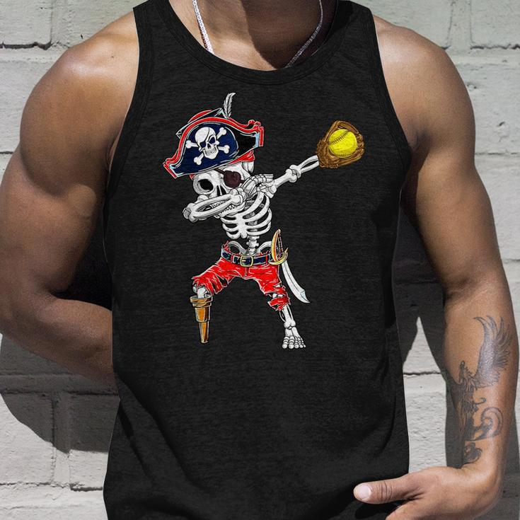 Dabbing Skeleton Pirate & Softball Ball Halloween Costume Tank Top Gifts for Him