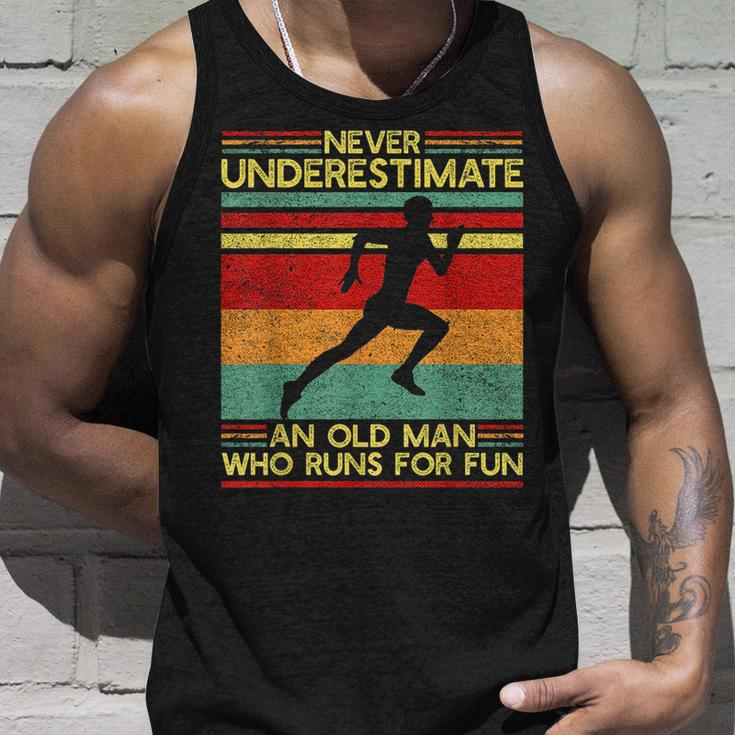 Dad Love Never Underestimate An Old Man Who Runs For Fun Unisex Tank Top Gifts for Him