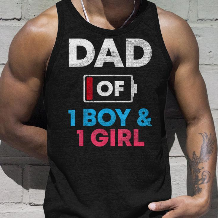 Dad Of 1 Boy And 1 Girl Battery Low Daddy Fathers Day Gift Unisex Tank Top Gifts for Him