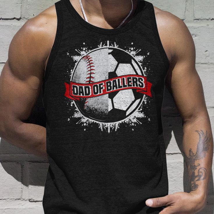Dad Of Both Baseball Soccer Dad Of Ballers Fathers Day Men Unisex Tank Top Gifts for Him