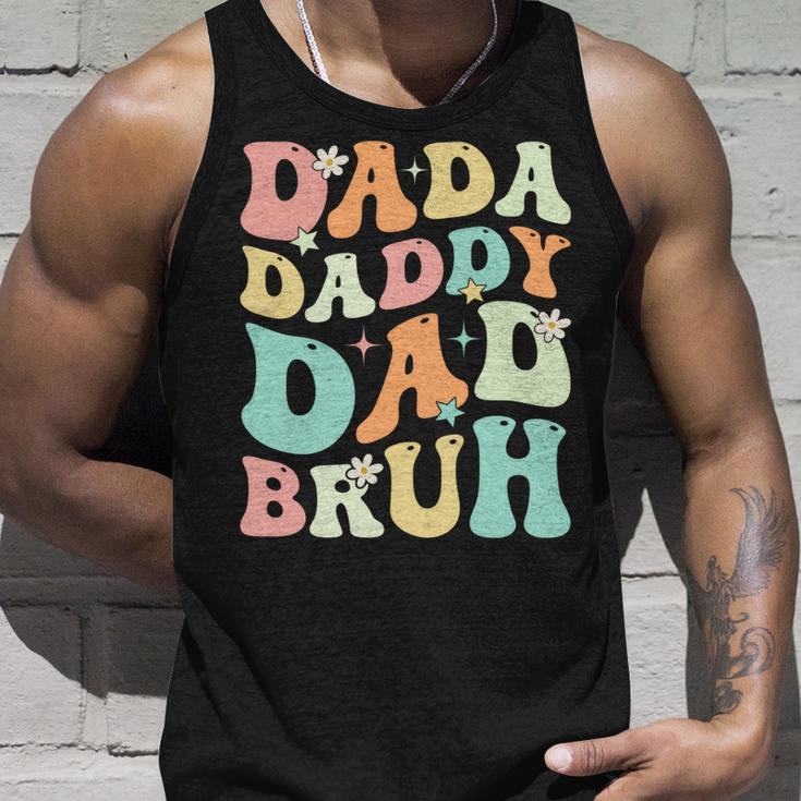 Dada Daddy Dad Bruh Groovy Funny Fathers Day 2023 Unisex Tank Top Gifts for Him