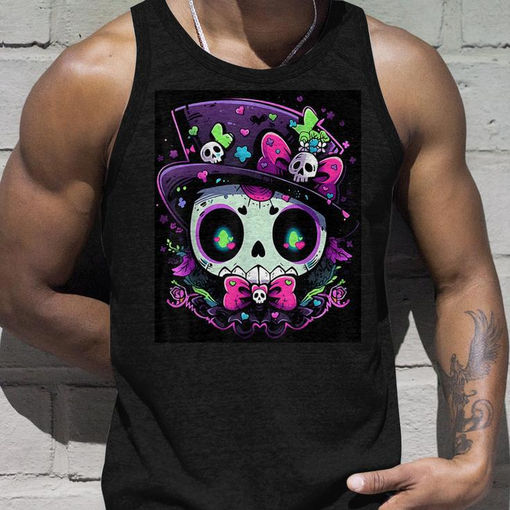 Dance With The Spirits Trendy Halloween Skull 3 Tank Top Gifts for Him