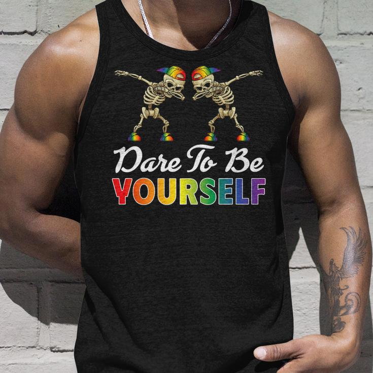 Dare To Be Yourself Cute Lgbt Gay Pride Unisex Tank Top Gifts for Him