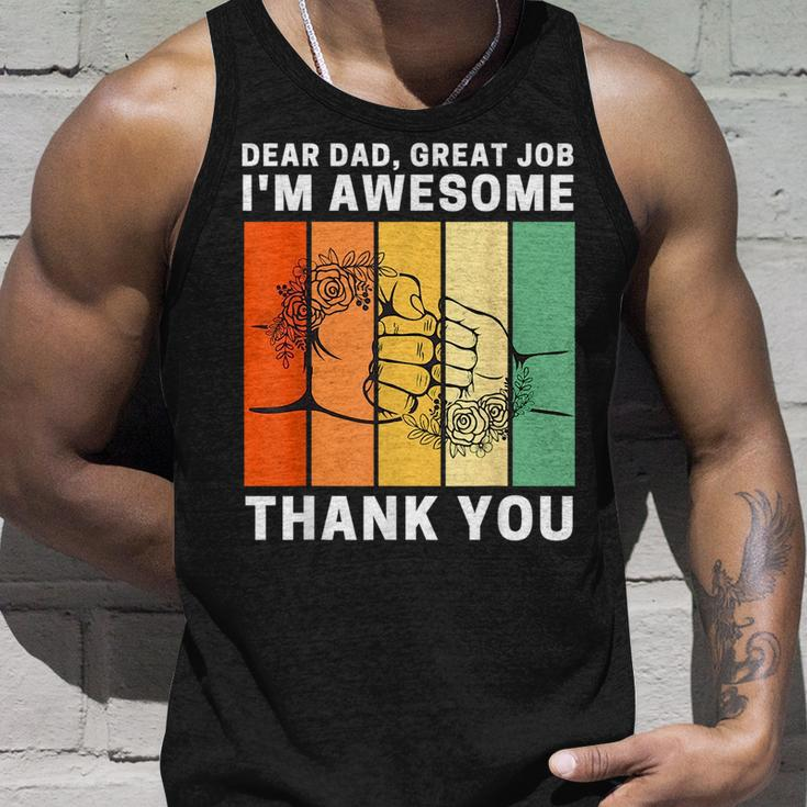 Dear Dad Great Job Im Awesome Thank You Retro Fathers Day Unisex Tank Top Gifts for Him