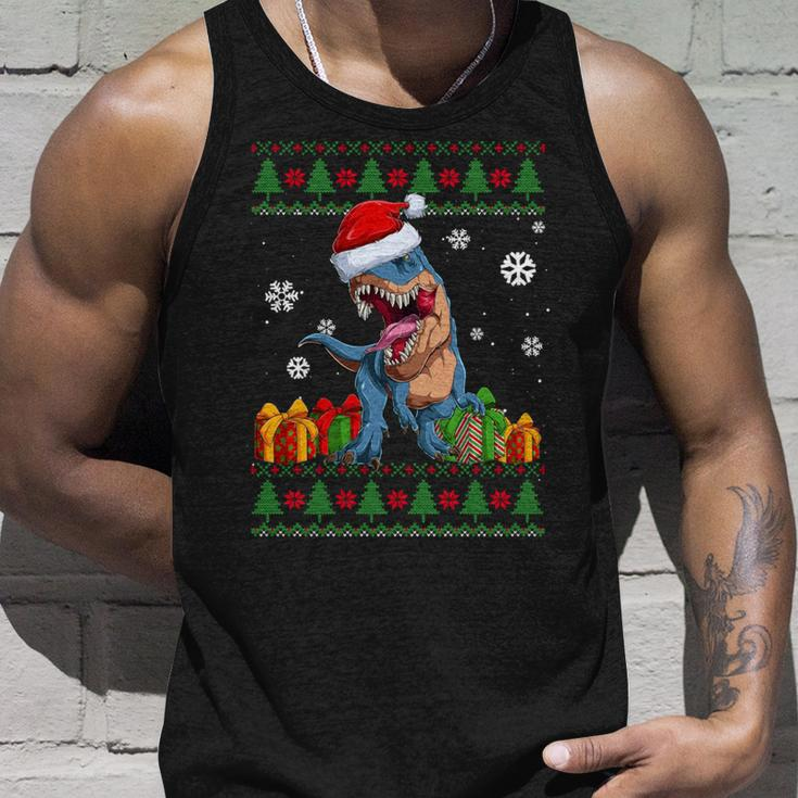 Dinosaur Lovers Dinosaur Santa Hat Ugly Christmas Sweater Tank Top Gifts for Him