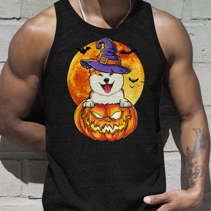 Dog Akita Witch Pumpkin Halloween Dog Lover Funny Unisex Tank Top Gifts for Him