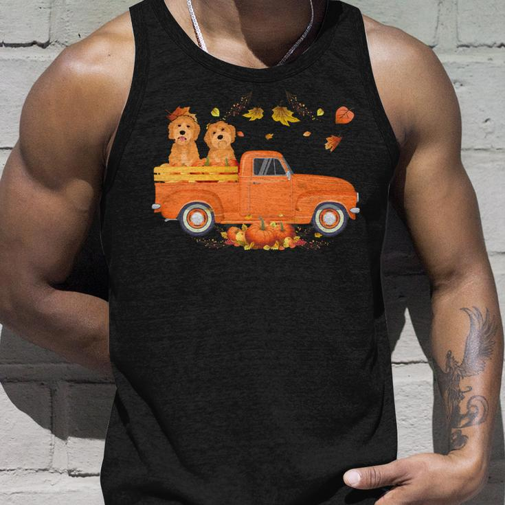 Dog Goldendoodle Pumpkin Truck Fall Leaf Thanksgiving Halloween Unisex Tank Top Gifts for Him
