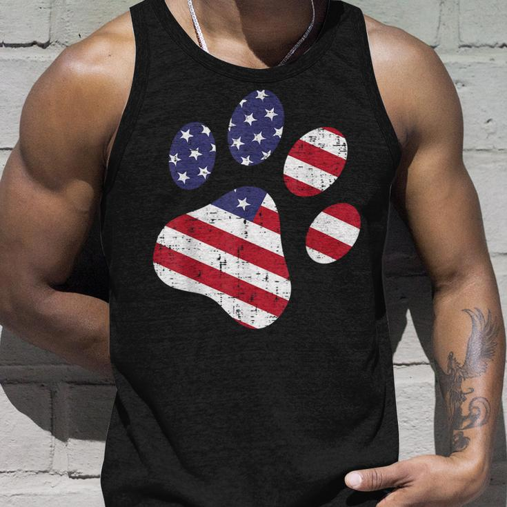 Dog Paw Print American Flag Usa Cute 4Th Of July Fourth Dogs Unisex Tank Top Gifts for Him