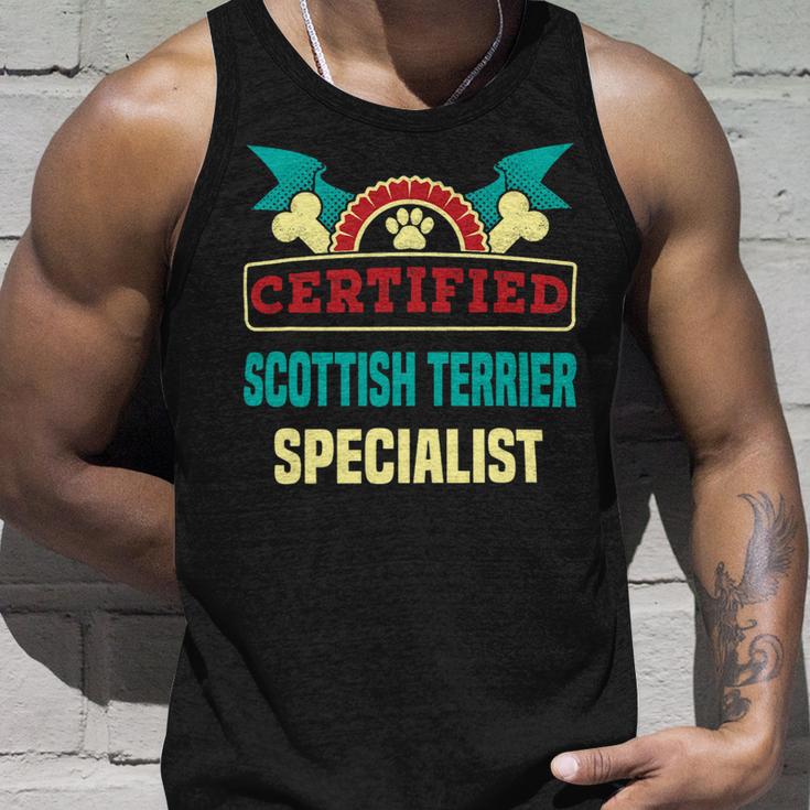 Dog Scottish Terrier Certified Scottish Terrier Specialist Dog Lover Scottie Pets Unisex Tank Top Gifts for Him