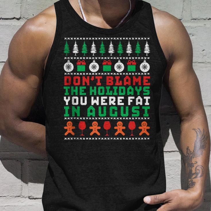 Don't Blame The Holiday Fitness Ugly Christmas Sweater Tank Top Gifts for Him