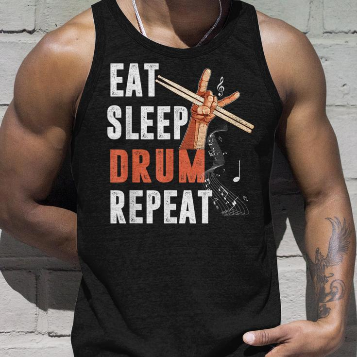 Drummer Eat Sleep Drum Repeat Drum Kit Musician Gifts Unisex Tank Top Gifts for Him
