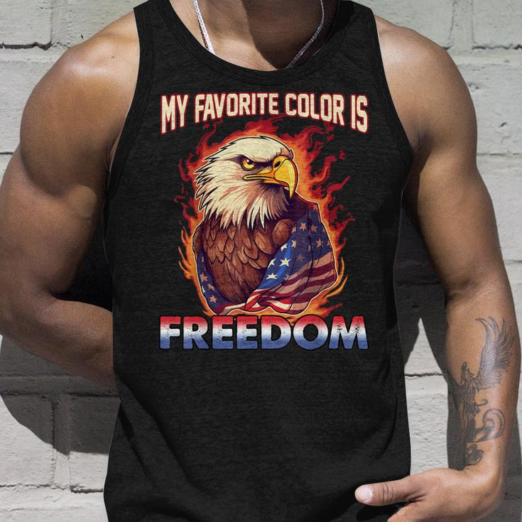 Eagle American Flag My Favorite Color Is Freedom Patriotic Unisex Tank Top Gifts for Him