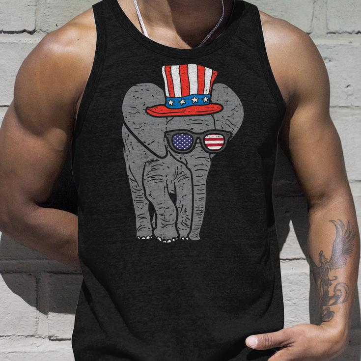 Elephant American Flag Usa 4Th Of July Fourth Patriot Animal Unisex Tank Top Gifts for Him