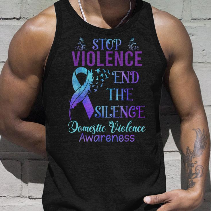 Family Domestic Violence Awareness Purple Ribbon Tank Top Gifts for Him