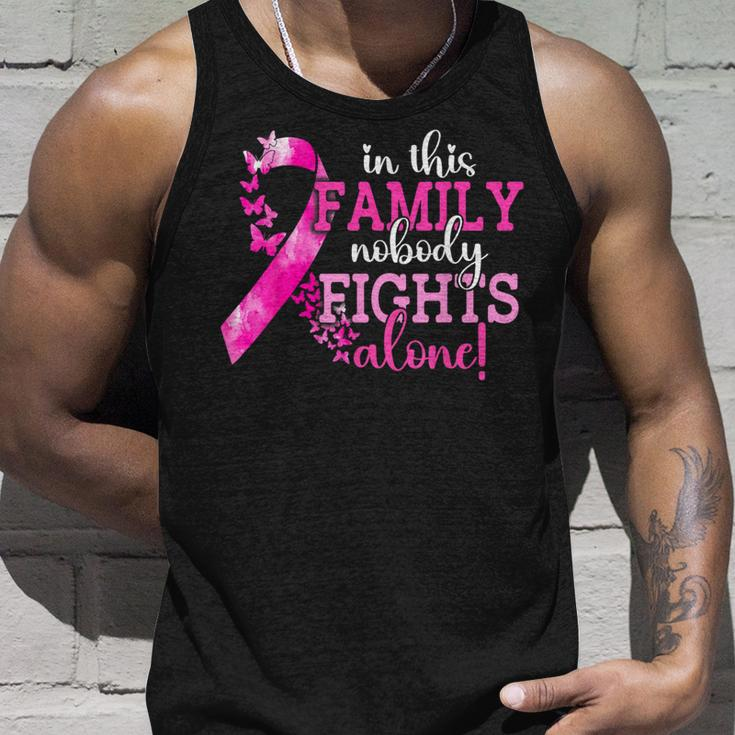 In This Family Nobody Fights Alone Breast Cancer Awareness Tank Top Gifts for Him