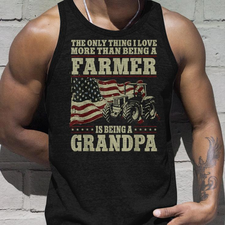 Farming Farmer Grandpa Vintage Tractor American Flag The Unisex Tank Top Gifts for Him