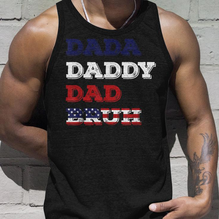 Fathers Day Dada Daddy Dad Bruh American Flag Unisex Tank Top Gifts for Him