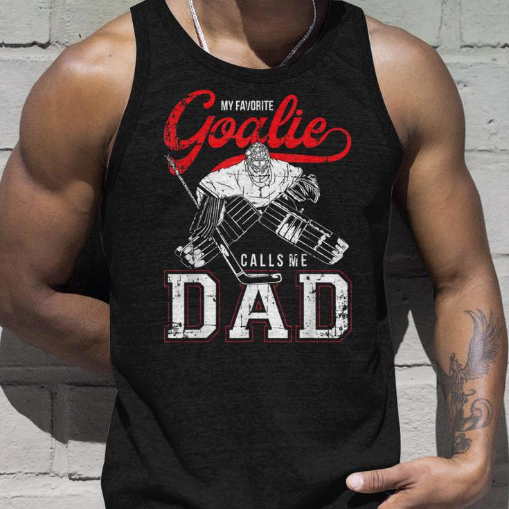 My Favorite Goalie Calls Me Dad Men Ice Hockey Player Sport Tank Top Gifts for Him