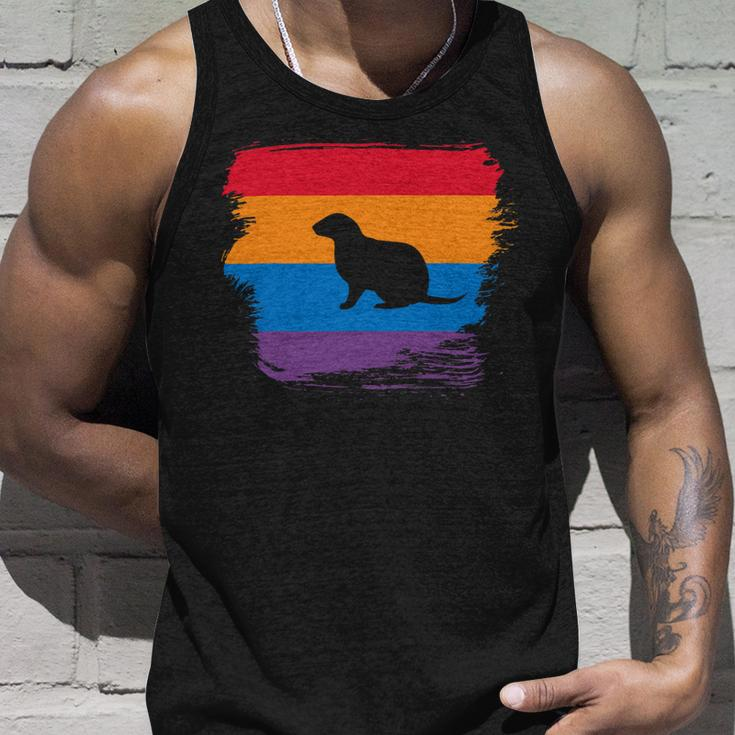 Ferret Shadow Silhouette With Colorful Flag Unisex Tank Top Gifts for Him