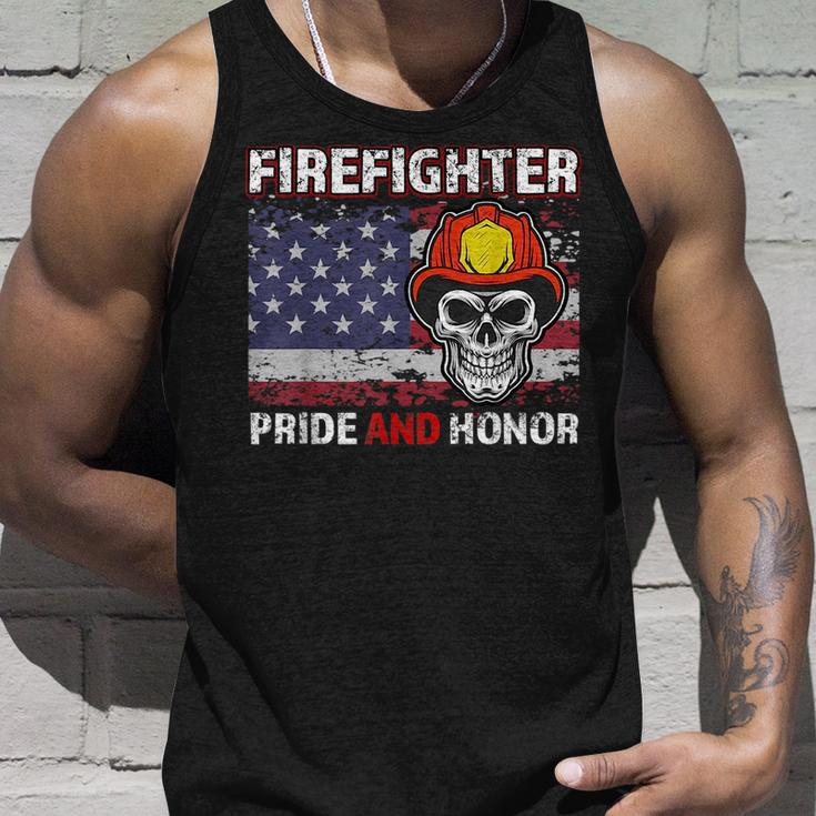 Firefighter Pride And Honor Flag American Fathers Day Unisex Tank Top Gifts for Him