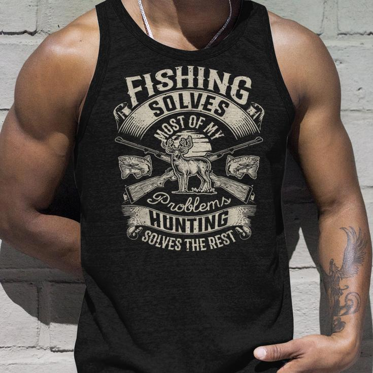 Fishing Solves Most Of My ProblemsHunting Hunter Hunter Tank Top Gifts for Him