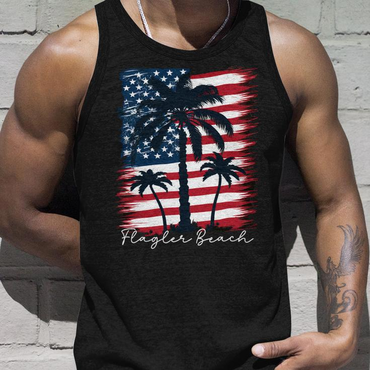 Flagler Beach Patriotic American Flag Palm Trees Unisex Tank Top Gifts for Him