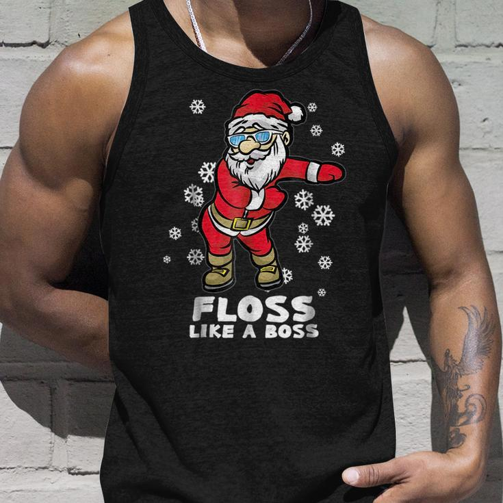 Floss Like A Boss | Funny Dancing Santa Dancing Funny Gifts Unisex Tank Top Gifts for Him