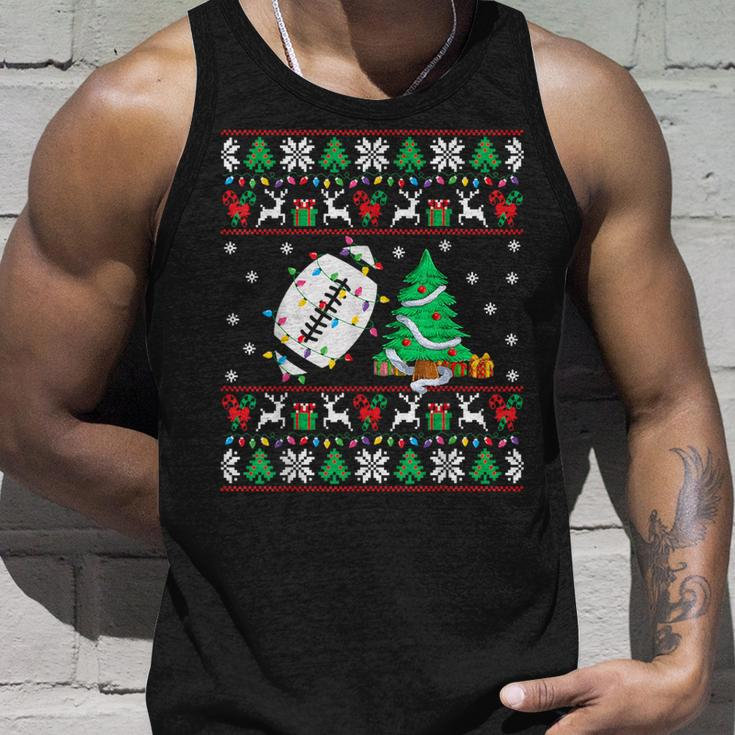Football Ugly Christmas Sweater Football Player Xmas Lights Tank Top Gifts for Him