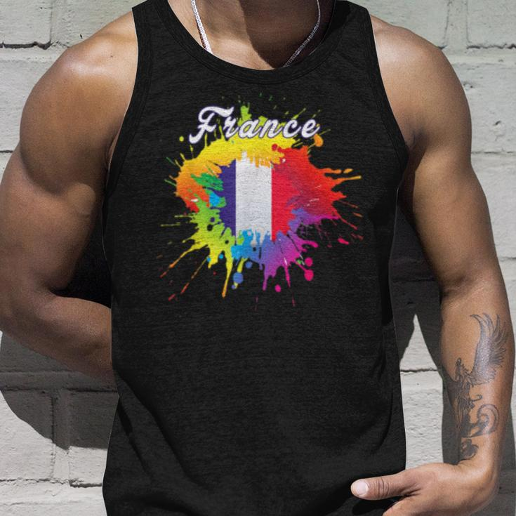 France Flag Pride Gay Colorful Splash French Flag Gift Unisex Tank Top Gifts for Him