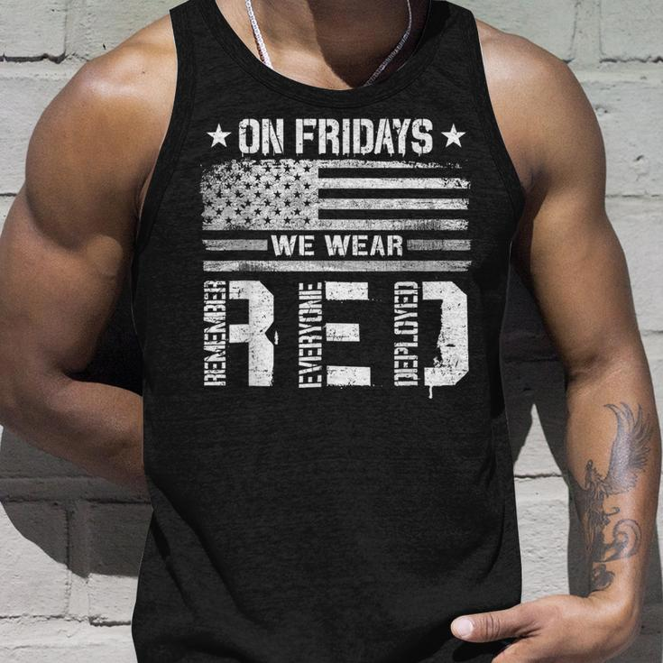 On Friday We Wear Red American Flag Military Supportive Tank Top Gifts for Him