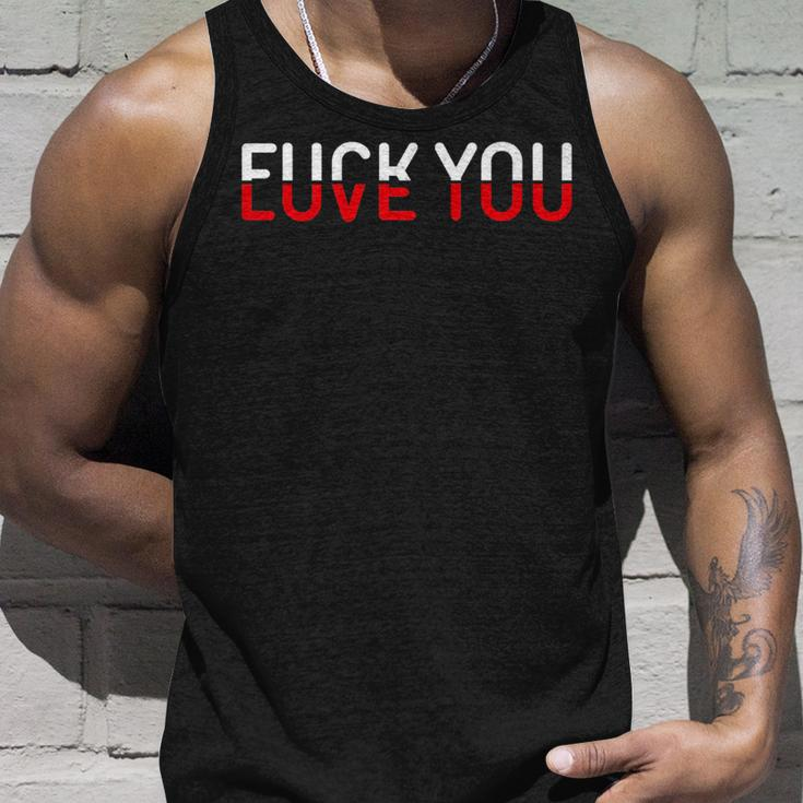 Fuck You Love You Red And White Text Quote Unisex Tank Top Gifts for Him