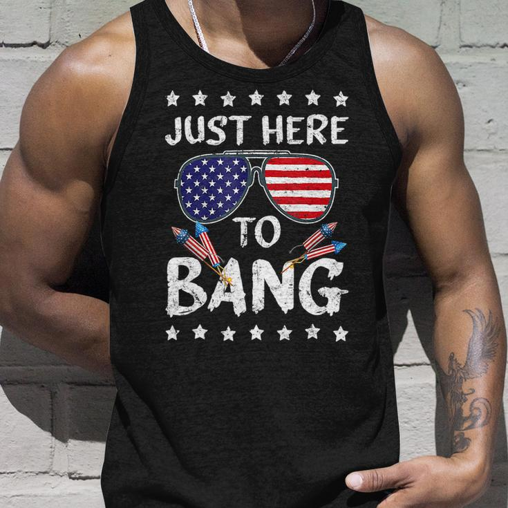 Funny 4Th Of July Im Just Here To Bang Usa Flag Sunglasses 2 Unisex Tank Top Gifts for Him